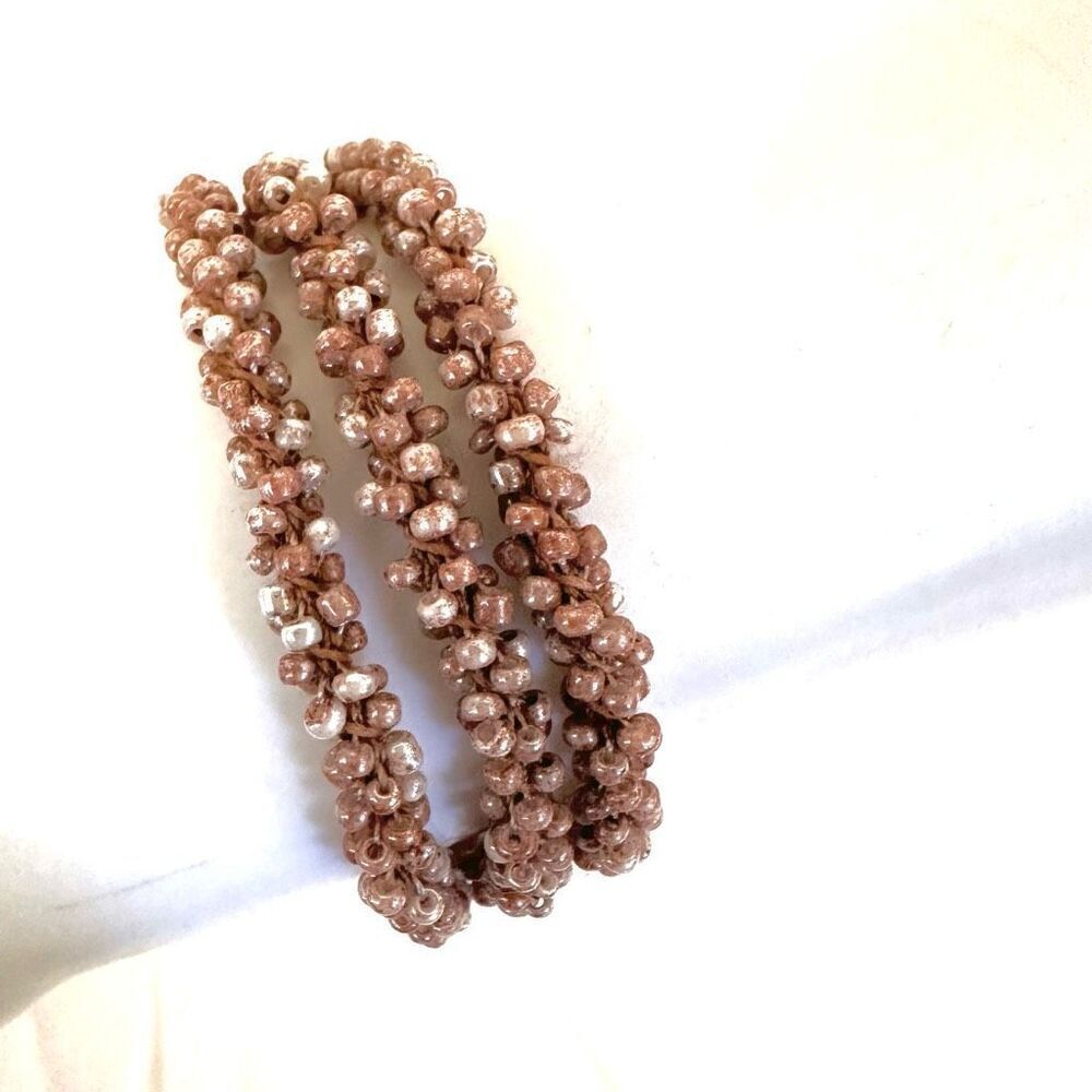 Triple strand seed beaded bracelet